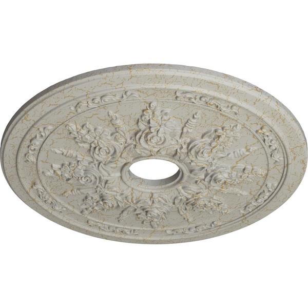 Rose And Ribbon Ceiling Medallion (Fits Canopies Up To 4), 23 5/8OD X 4ID X 1 1/2P